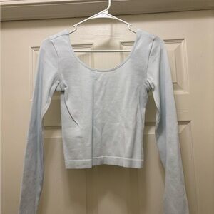 Target Light Blue Ribbed Scoop-Neck Long Sleeve Top